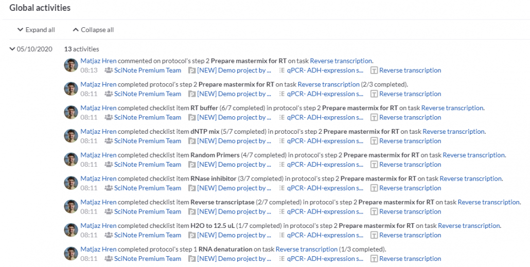 SciNote global activites