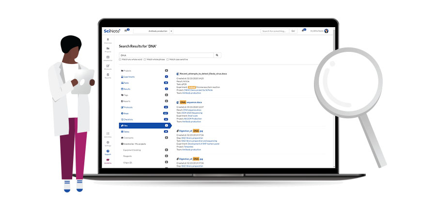 Easily search for data with SciNote
