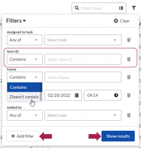 Filter window Filter window