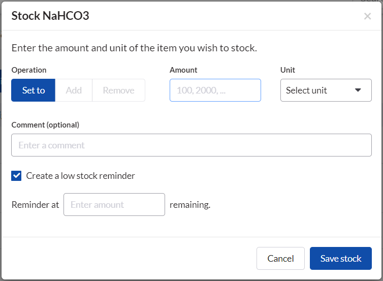 Set_Stock-empty1 Stock management set stock