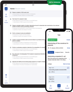 SciNote ELN mobile app – Recent task and Task protocls