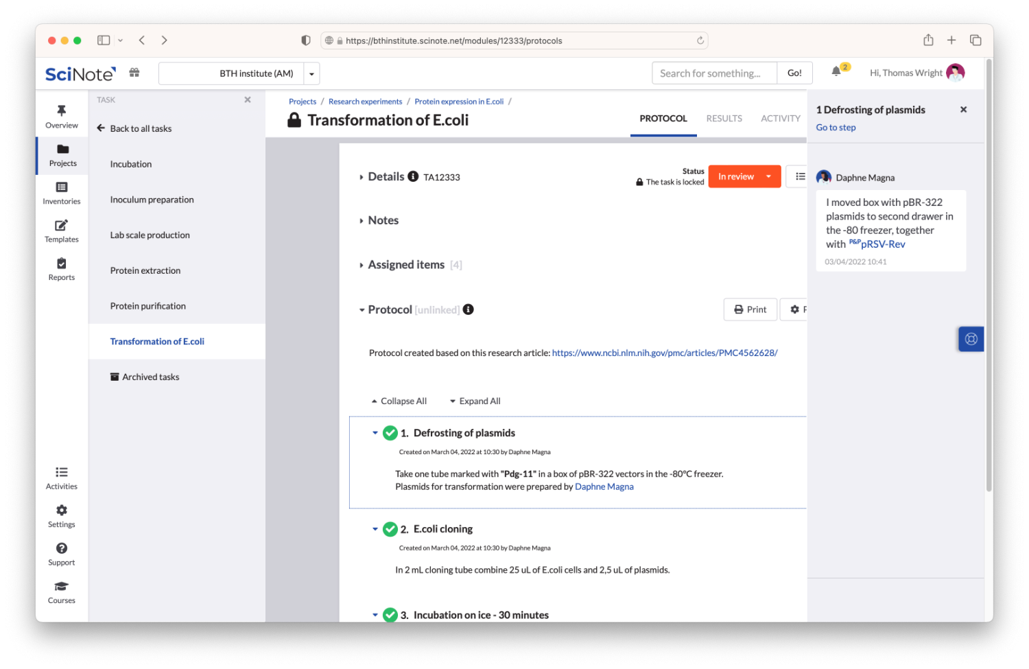 Electronic Lab Notebook (ELN Software) SciNote ELN