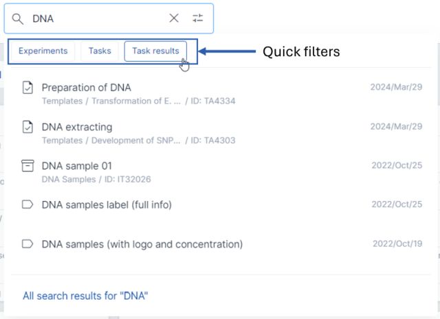 Quick Search Results