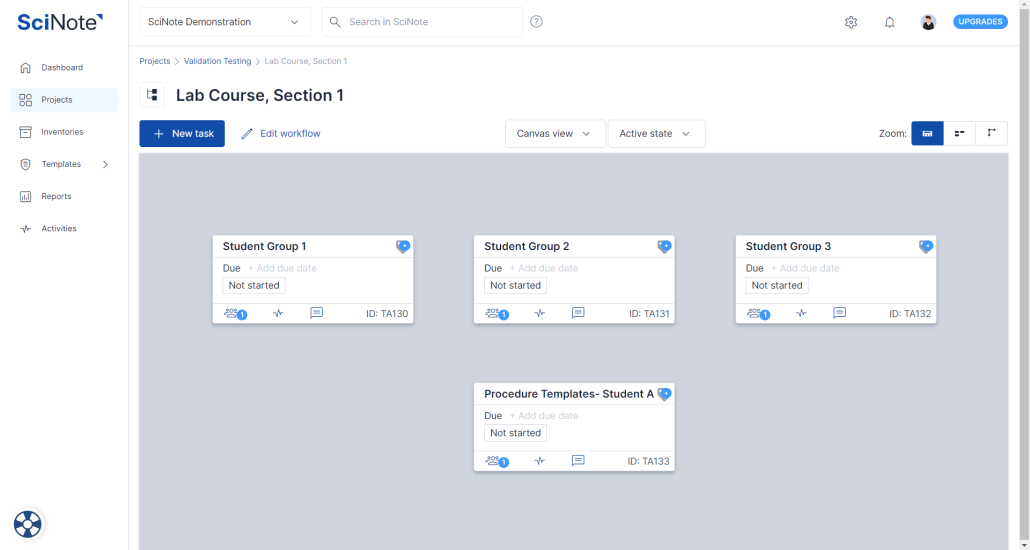 SciNote Setup for a Lab Course