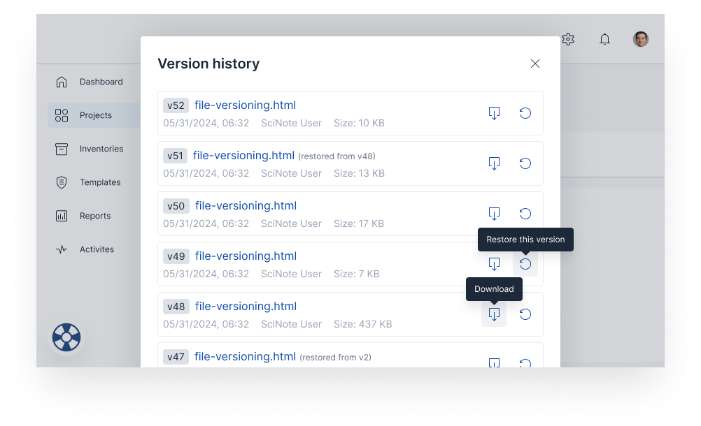 Version control for files